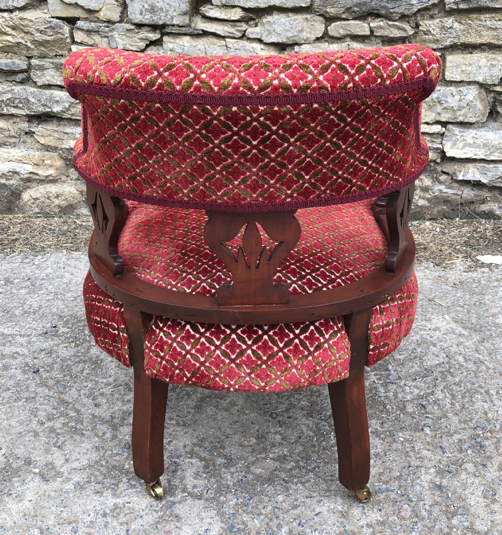 Small Edwardian Mahogany Framed Tub Armchair View XV