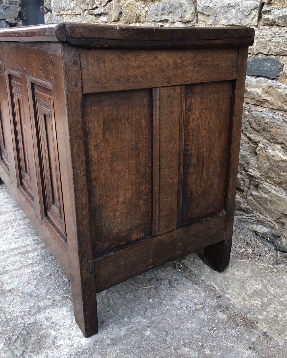 Antique 18th Century Oak Panelled Coffer View V