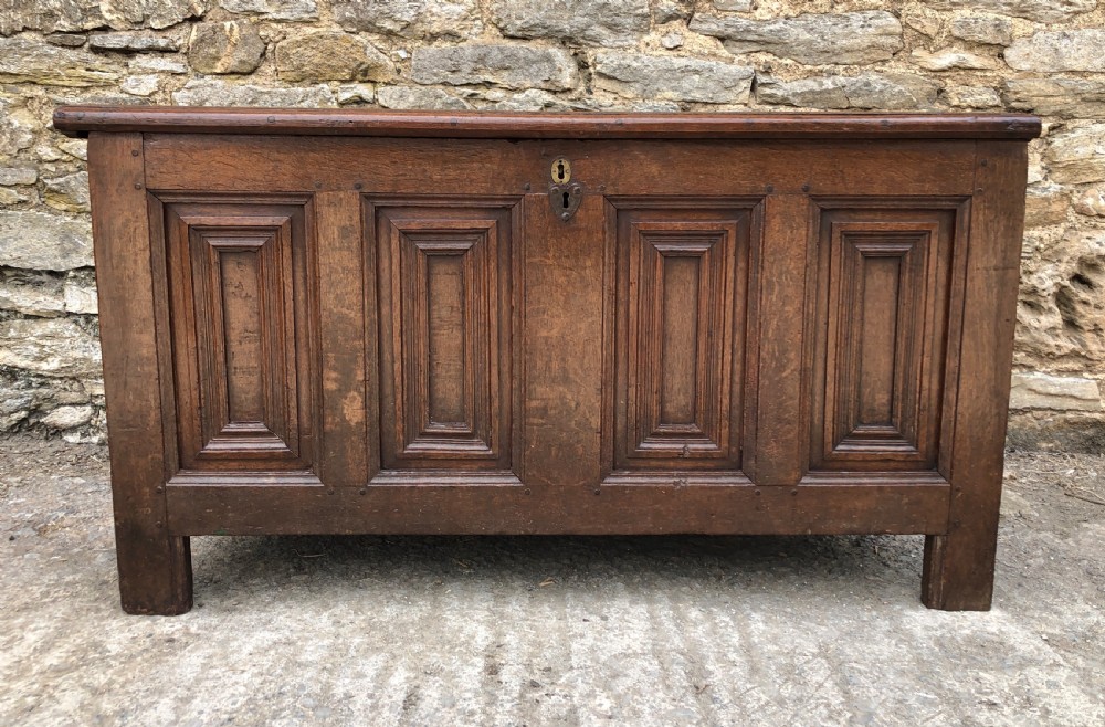 Antique 18th Century Oak Panelled Coffer View XI