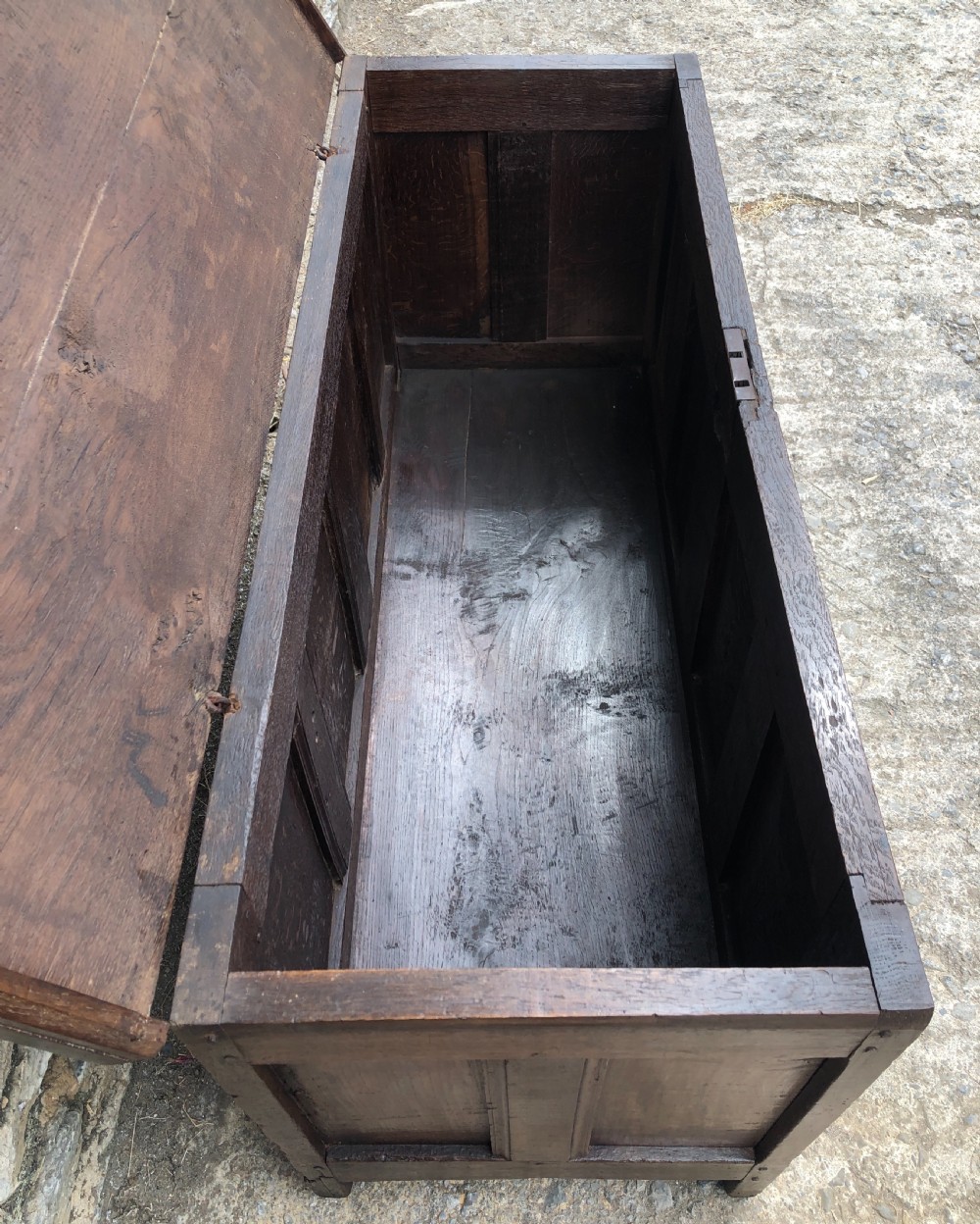 Antique 18th Century Oak Panelled Coffer View XII