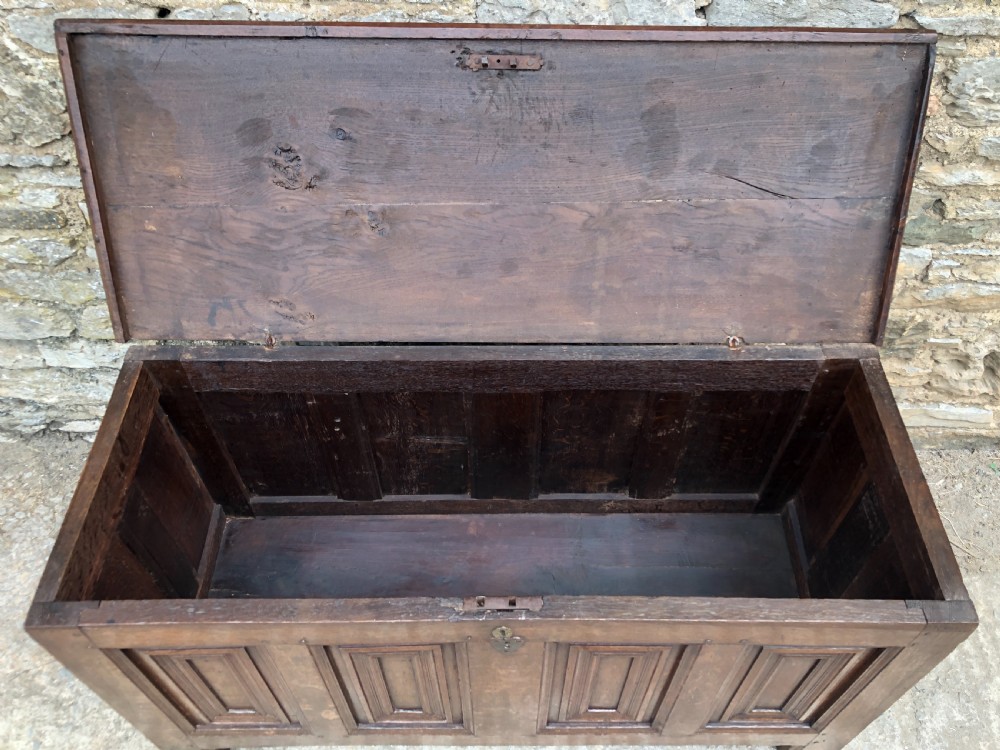 Antique 18th Century Oak Panelled Coffer View XV