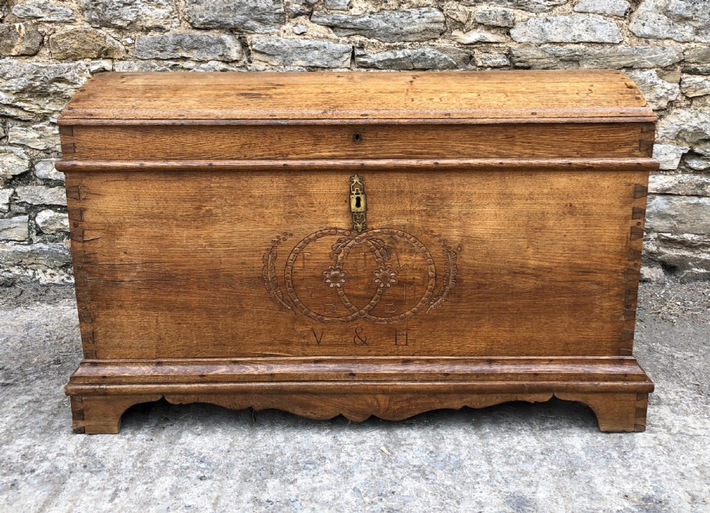Large Antique Dutch Dome Top Oak Trunk View II