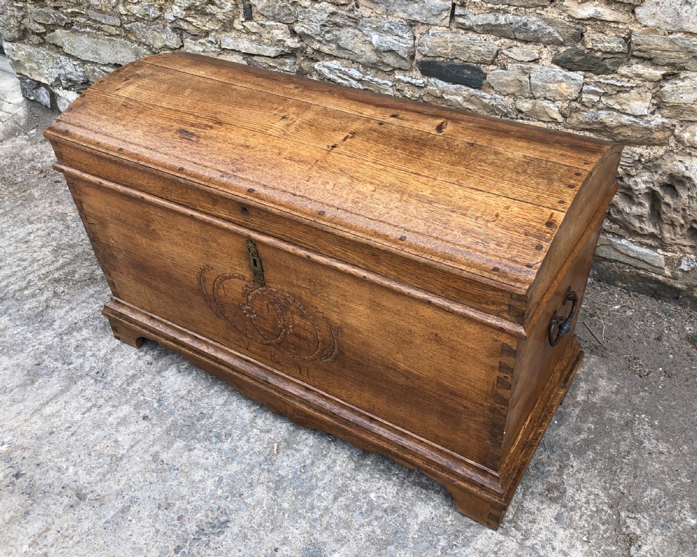 Large Antique Dutch Dome Top Oak Trunk View IV
