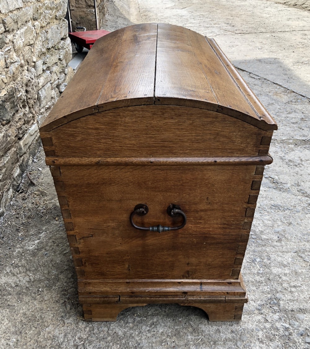 Large Antique Dutch Dome Top Oak Trunk View VI