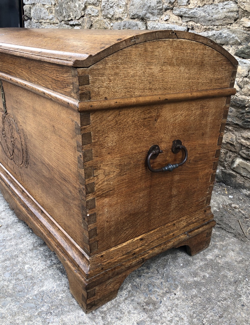 Large Antique Dutch Dome Top Oak Trunk View VIII