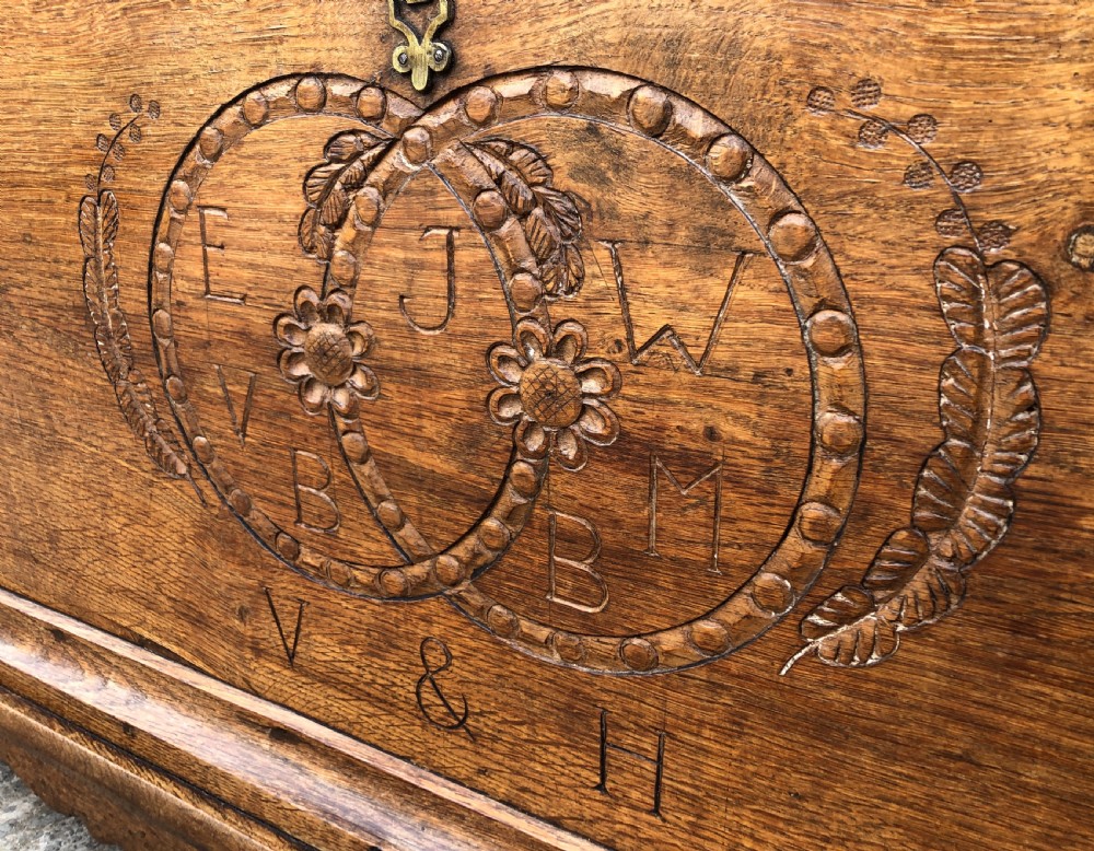 Large Antique Dutch Dome Top Oak Trunk View XIII