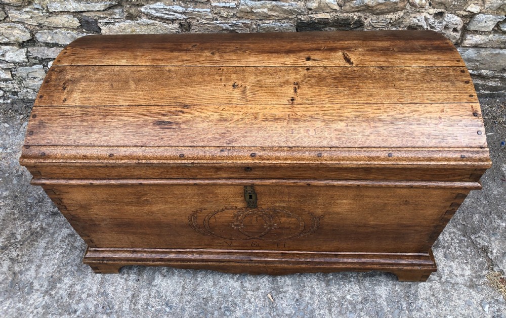 Large Antique Dutch Dome Top Oak Trunk View XIV