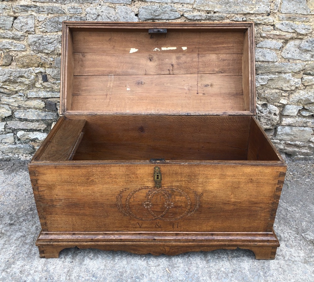Large Antique Dutch Dome Top Oak Trunk View XVI