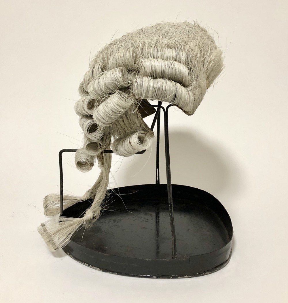 Antique Victorian Barristers Wig in Original Tin