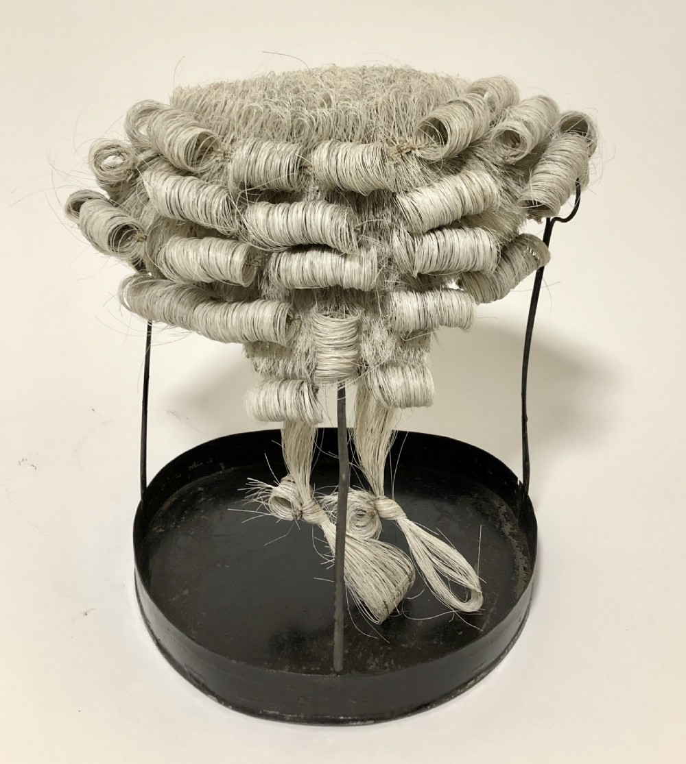 Antique Victorian Barristers Wig in Original Tin View II