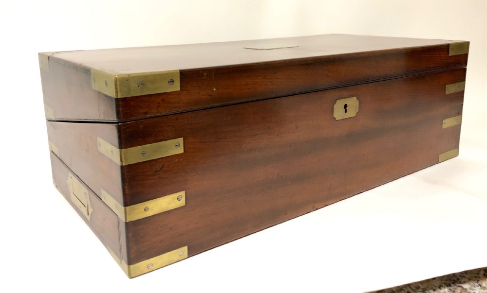 Antique Mahogany Brass Bound Writing Slope with Secret Drawers View III