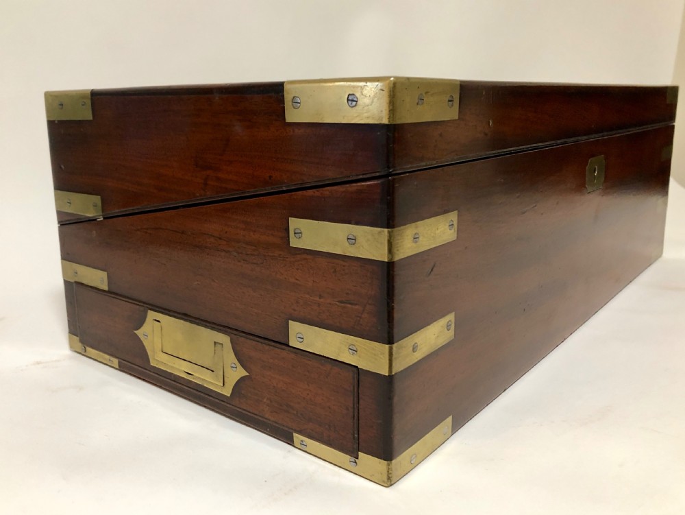 Antique Mahogany Brass Bound Writing Slope with Secret Drawers View IV