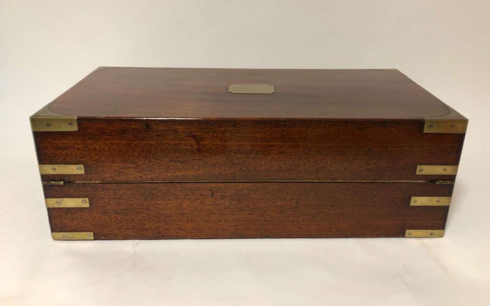 Antique Mahogany Brass Bound Writing Slope with Secret Drawers View V