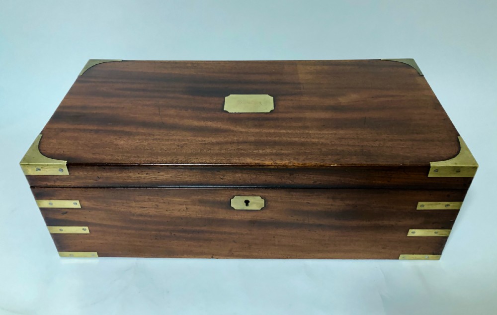 Antique Mahogany Brass Bound Writing Slope with Secret Drawers View VII