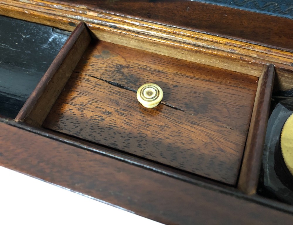 Antique Mahogany Brass Bound Writing Slope with Secret Drawers View IX