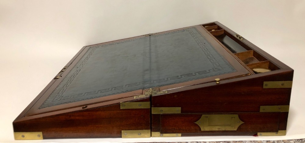Antique Mahogany Brass Bound Writing Slope with Secret Drawers View X