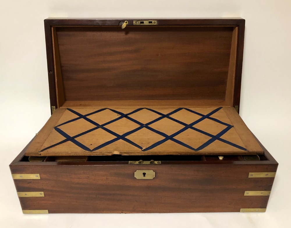 Antique Mahogany Brass Bound Writing Slope with Secret Drawers View XII
