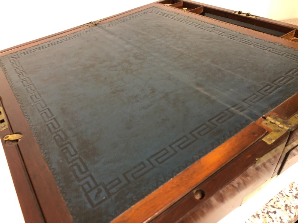Antique Mahogany Brass Bound Writing Slope with Secret Drawers View XIII