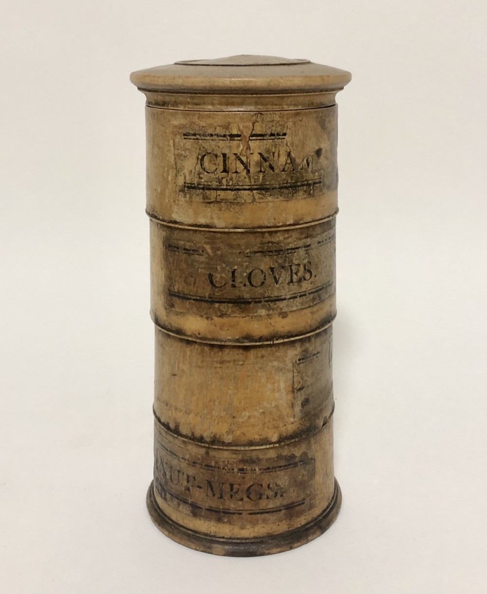 Antique Victorian Treen Turned Sycamore Spice Tower