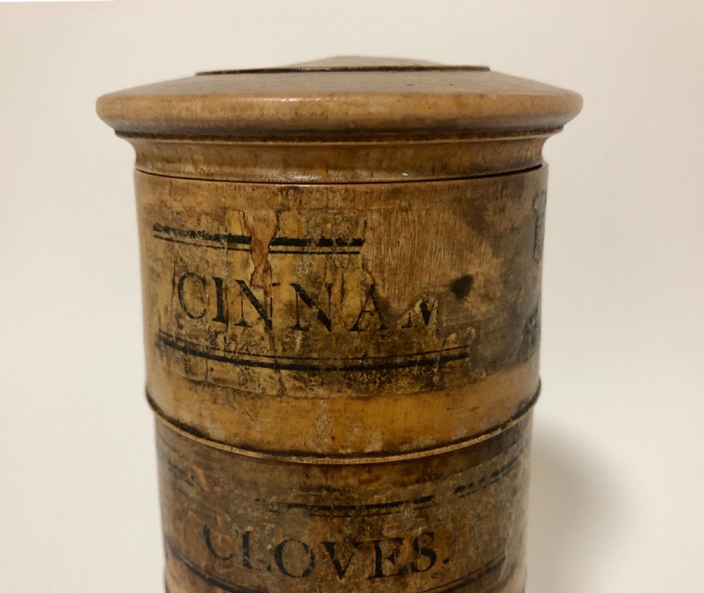 Antique Victorian Treen Turned Sycamore Spice Tower View II