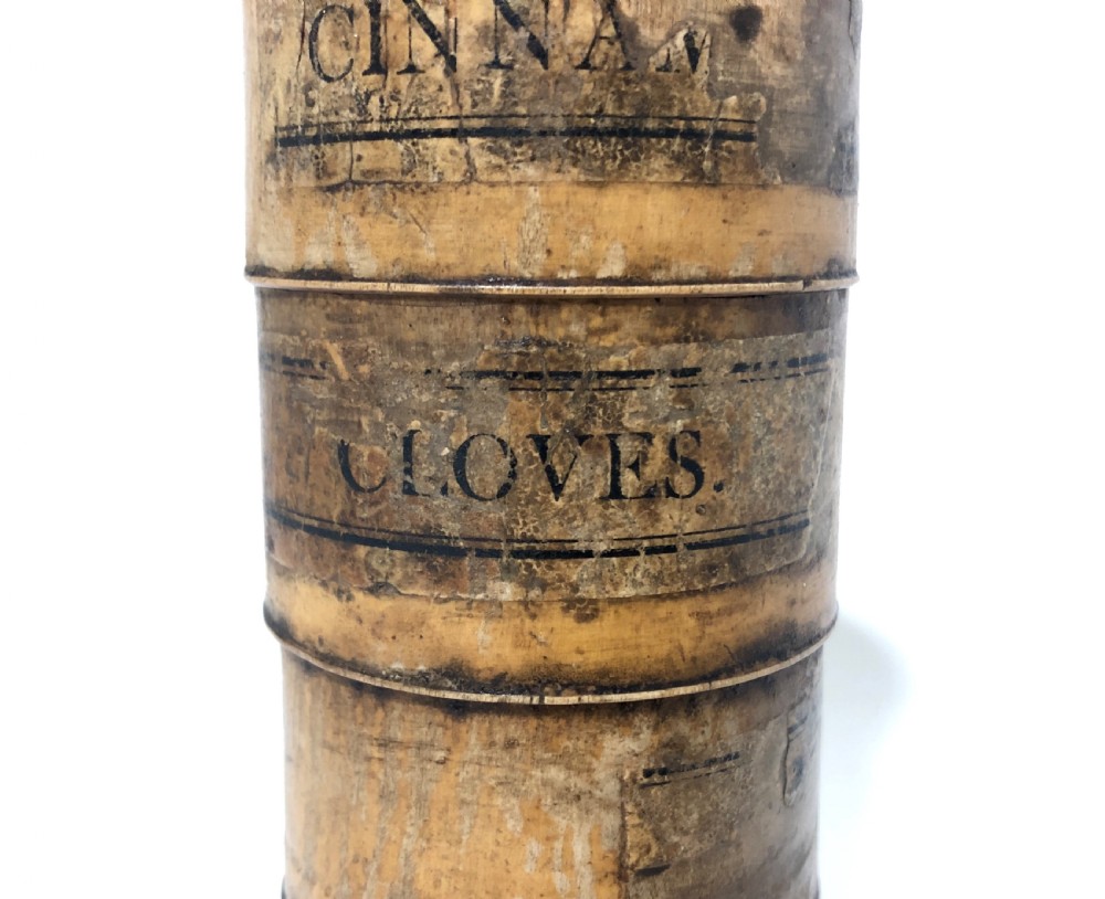 Antique Victorian Treen Turned Sycamore Spice Tower View III