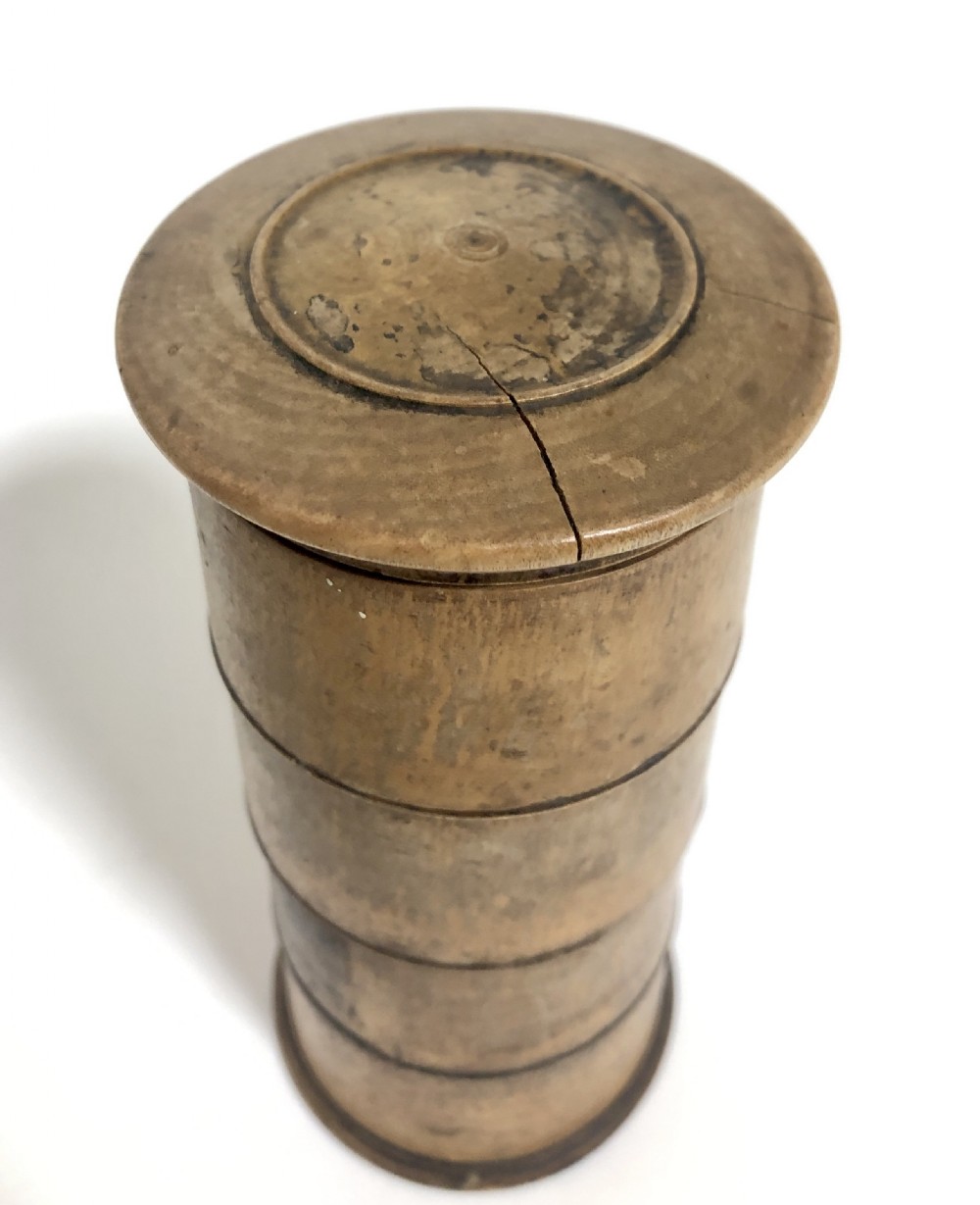 Antique Victorian Treen Turned Sycamore Spice Tower View XI