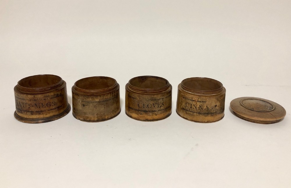 Antique Victorian Treen Turned Sycamore Spice Tower View XIII