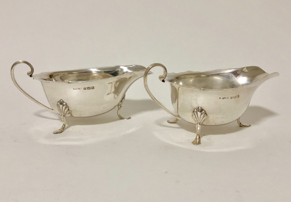 Pair of Solid Silver Sauce Boats 1926 by Asprey 