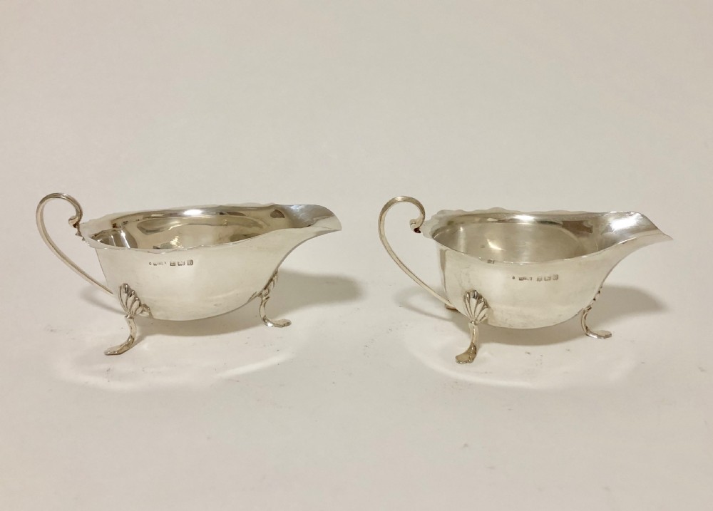 Pair of Solid Silver Sauce Boats 1926 by Asprey  View II
