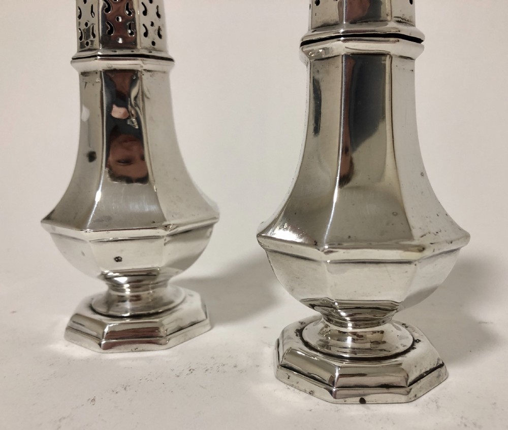 Pair of Antique Solid Silver Salt and Pepper Shakers View IV