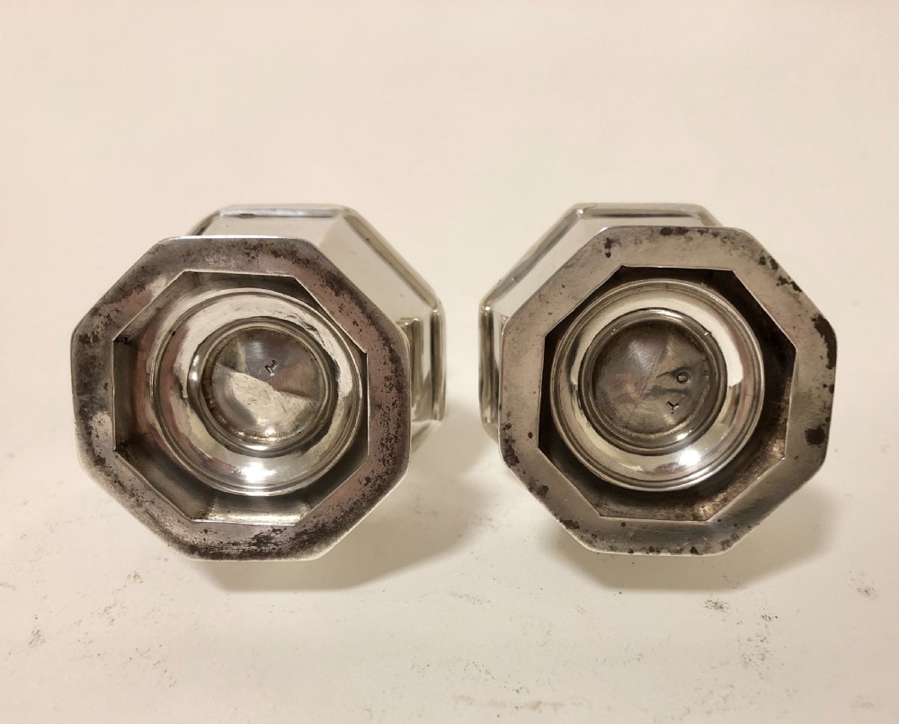 Pair of Antique Solid Silver Salt and Pepper Shakers View XII
