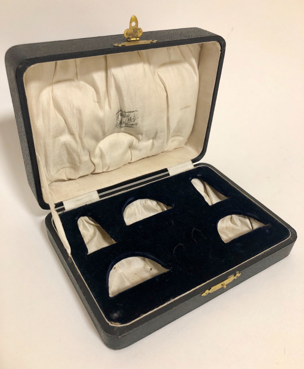 Antique Solid Silver 5 Piece Condiment Cruet Set in Fitted Case View XXI