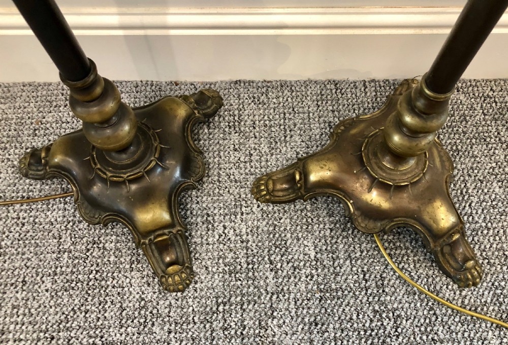 Pair of Antique Brass Metal Reading Lamps View X