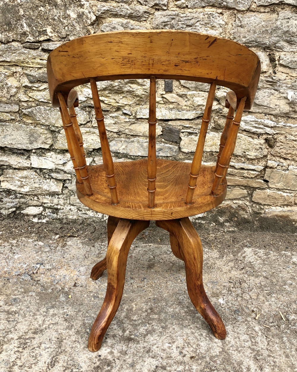 Antique Edwardian Oak Swivel Desk Chair  View V