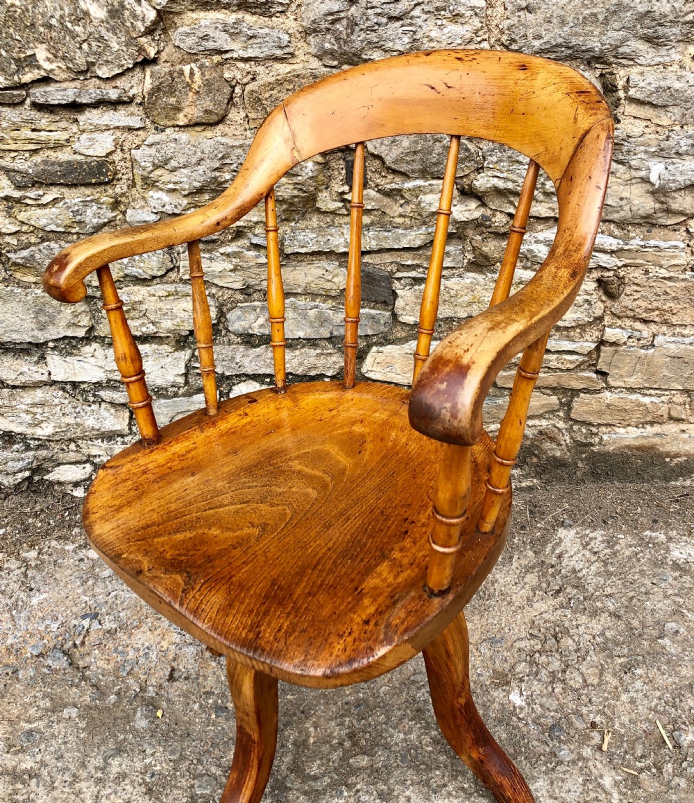 Antique Edwardian Oak Swivel Desk Chair  View VIII