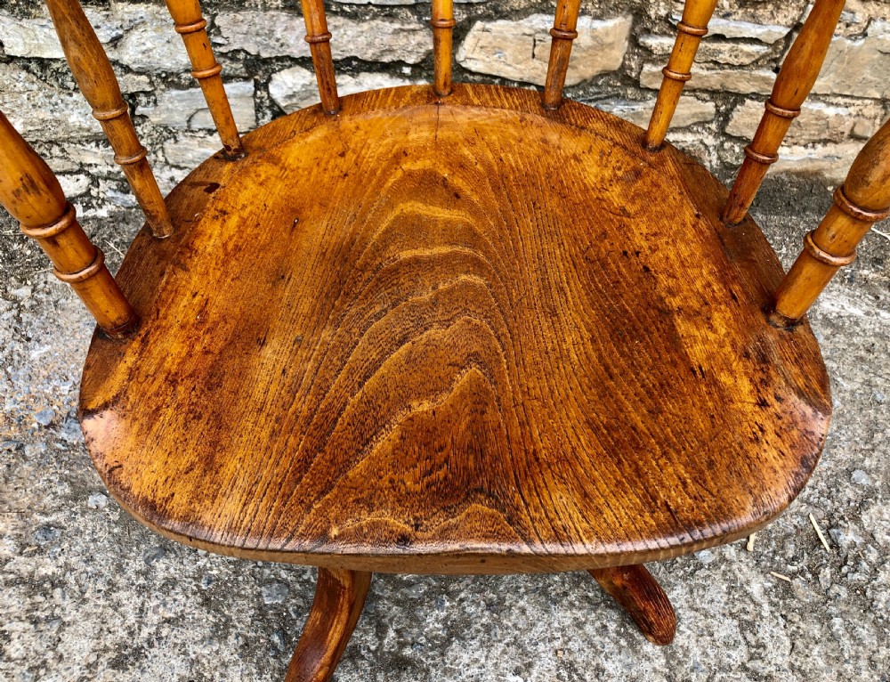 Antique Edwardian Oak Swivel Desk Chair  View X