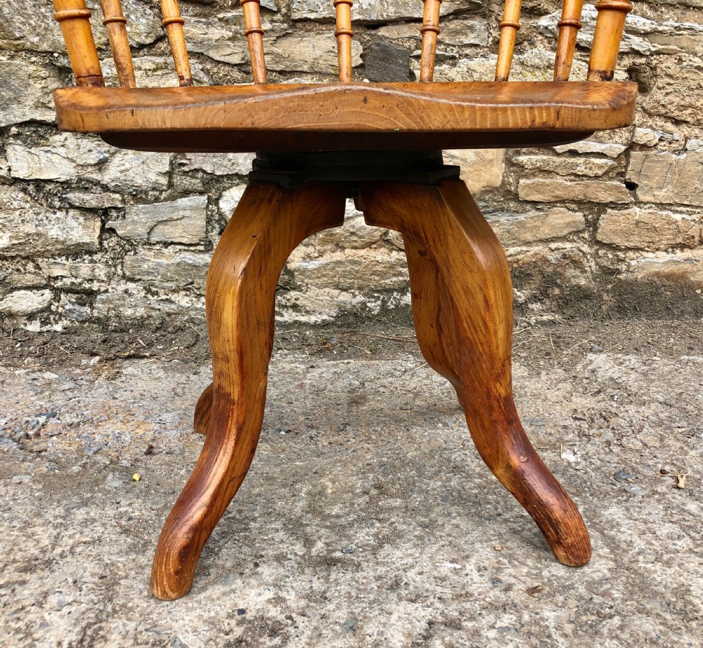 Antique Edwardian Oak Swivel Desk Chair  View XI
