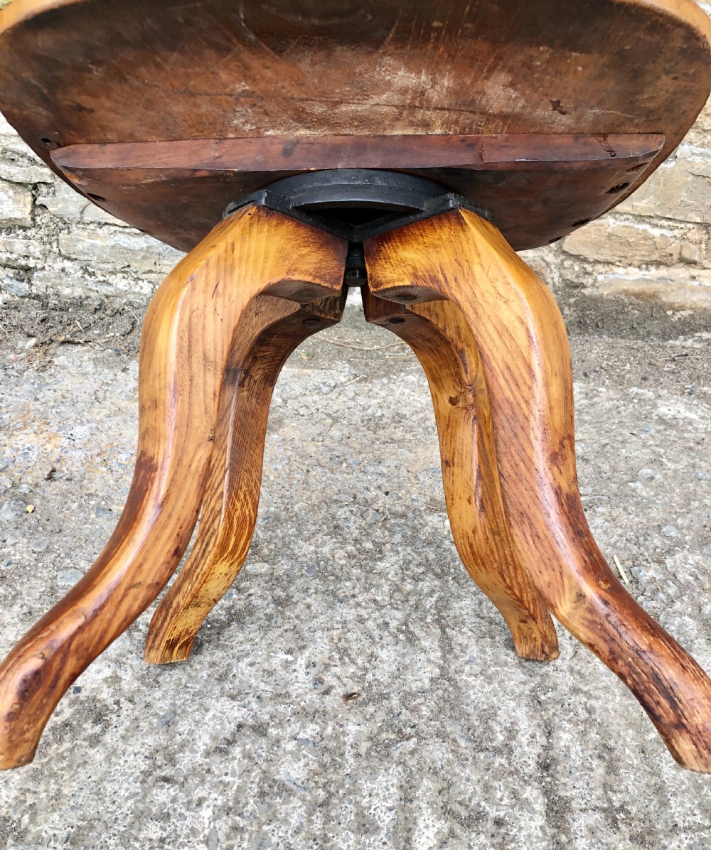 Antique Edwardian Oak Swivel Desk Chair  View XII