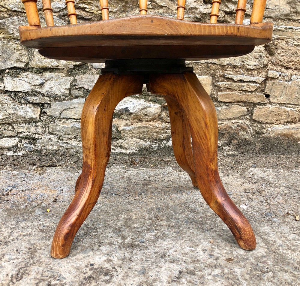 Antique Edwardian Oak Swivel Desk Chair  View XIV