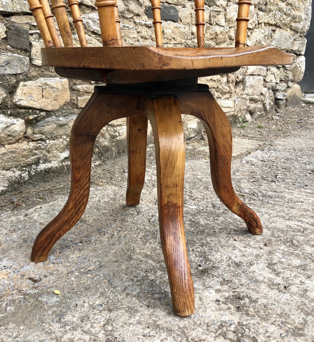 Antique Edwardian Oak Swivel Desk Chair  View XV