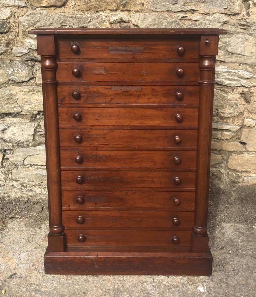 Large Antique Tabletop Wellington Collectors Specimen Chest