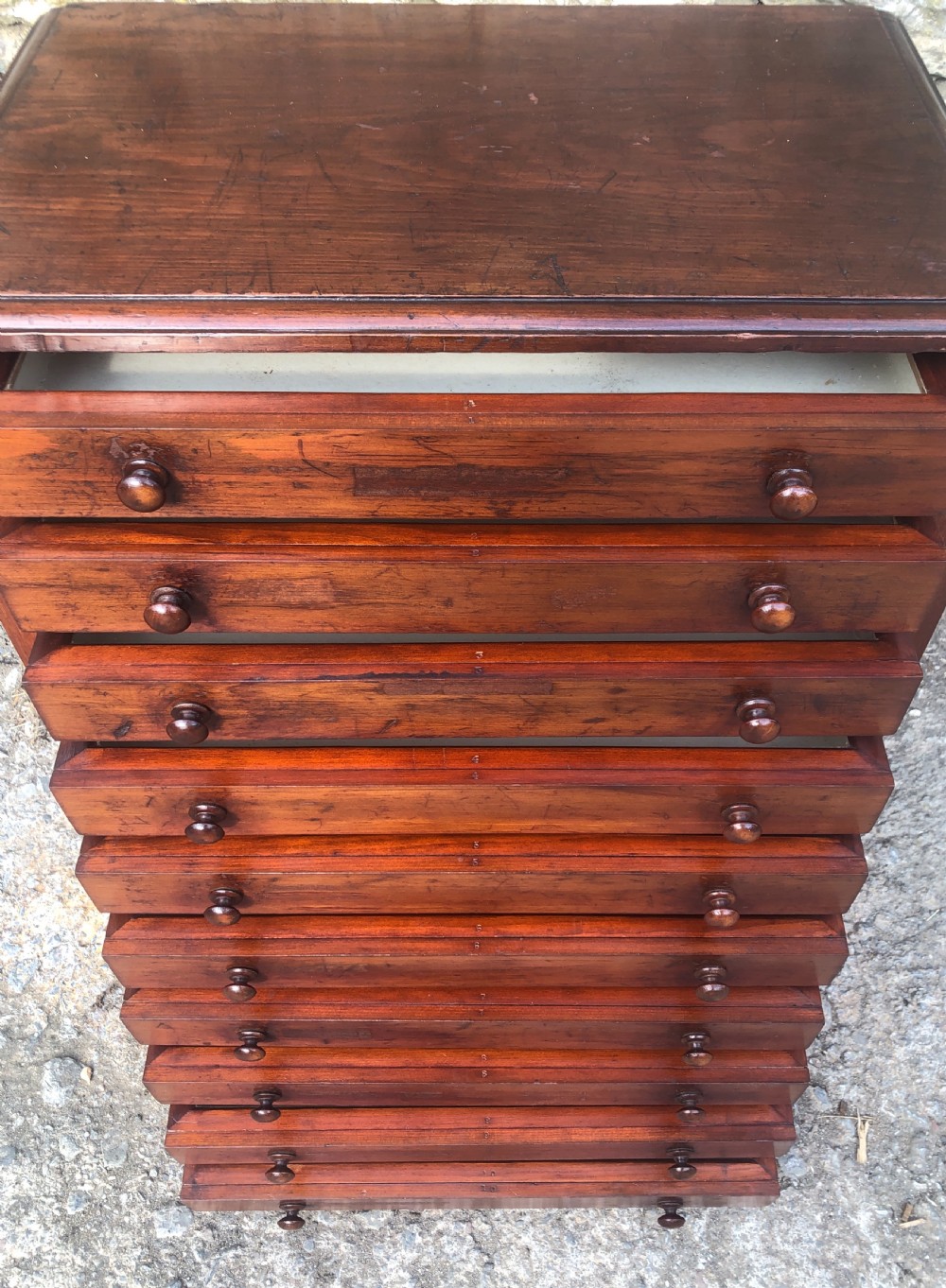 Large Antique Tabletop Wellington Collectors Specimen Chest View XX