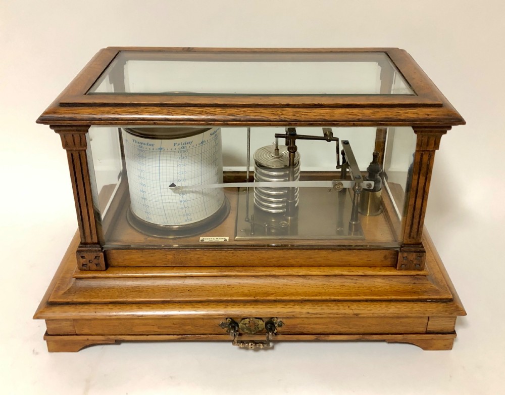 Antique Short and Mason Oak Cased Barograph View II