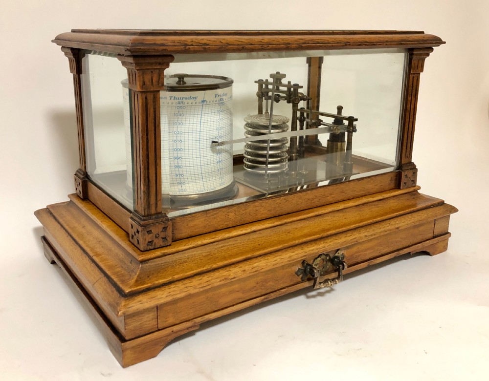 Antique Short and Mason Oak Cased Barograph View III
