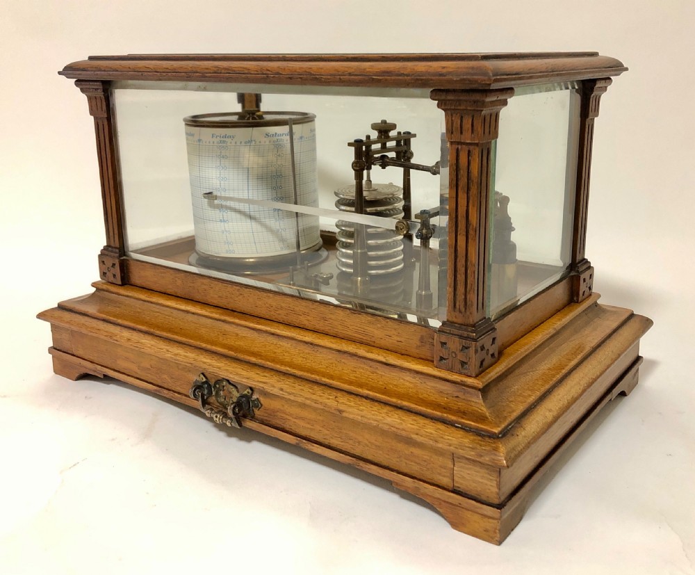 Antique Short and Mason Oak Cased Barograph View VI