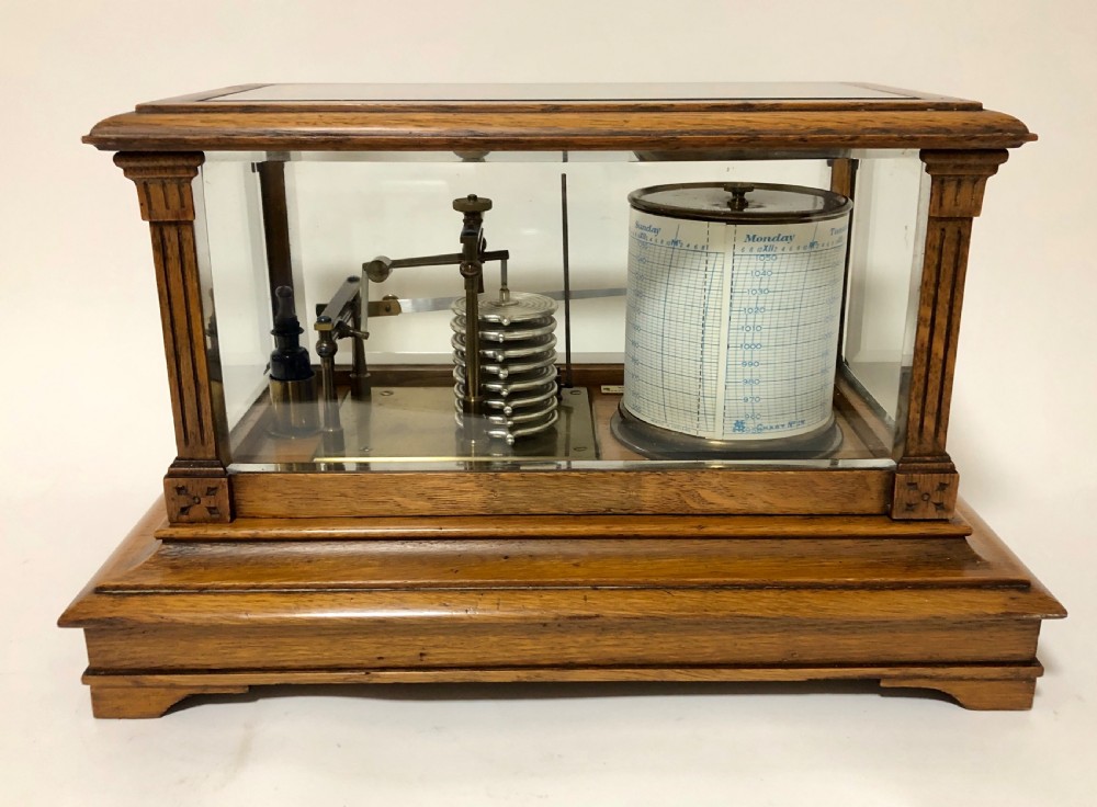 Antique Short and Mason Oak Cased Barograph View VII