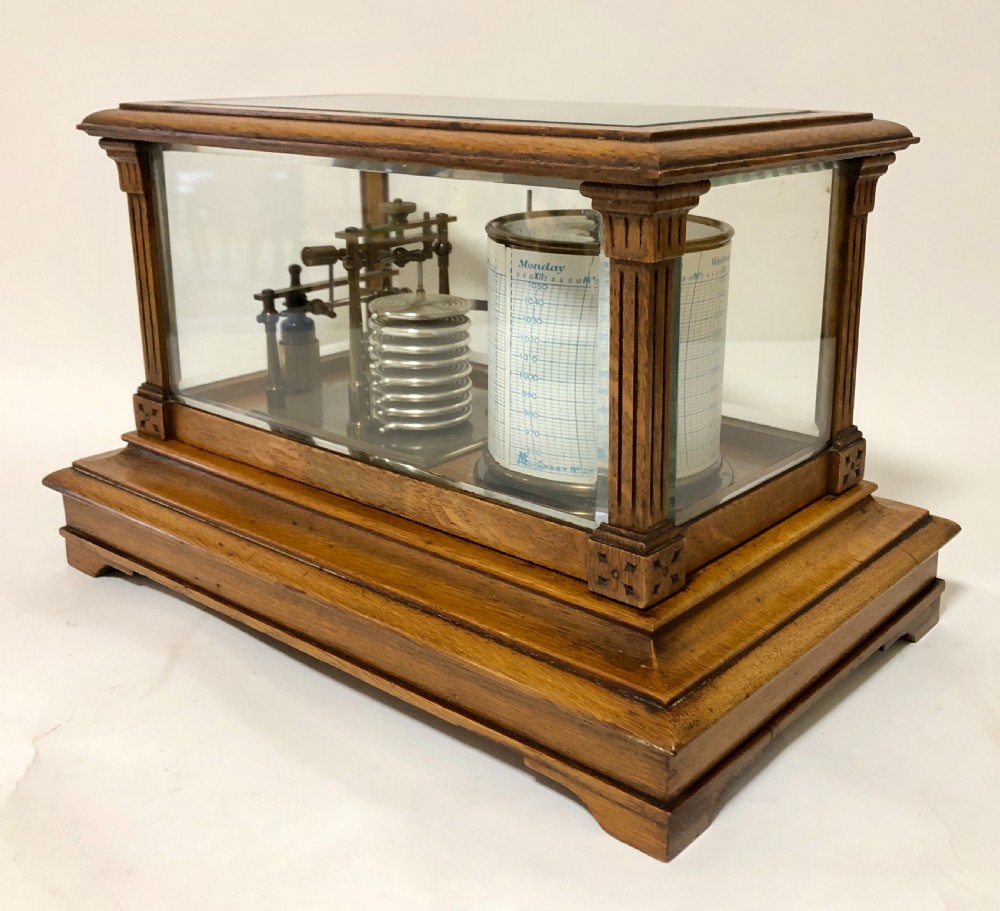 Antique Short and Mason Oak Cased Barograph View VIII