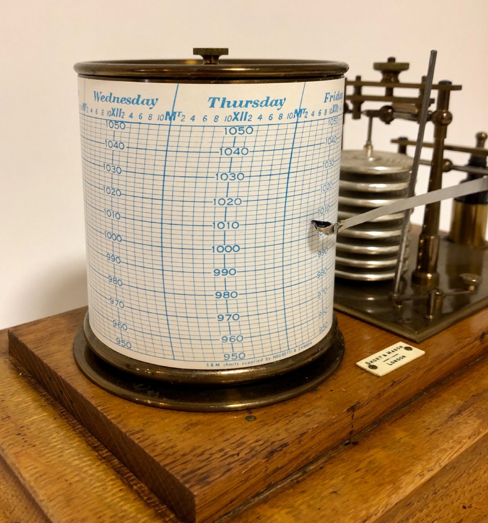 Antique Short and Mason Oak Cased Barograph View XI