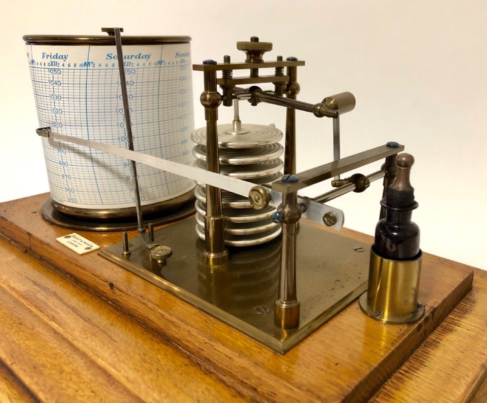 Antique Short and Mason Oak Cased Barograph View XII