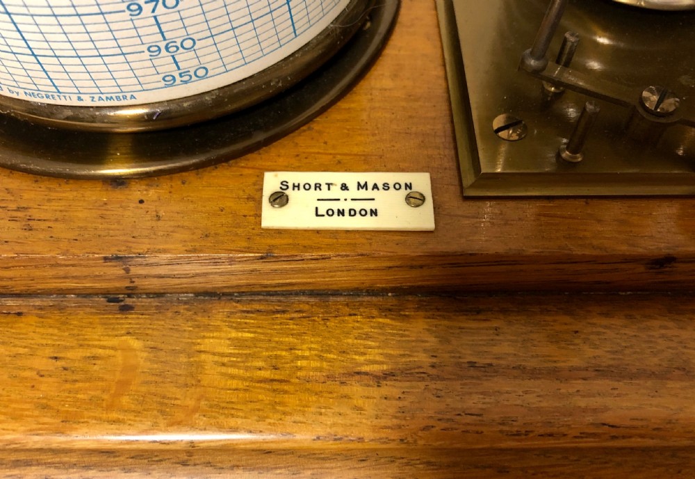 Antique Short and Mason Oak Cased Barograph View XIV